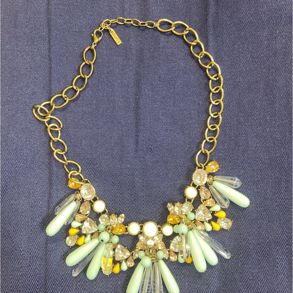 Sugarfix light green, gold, and gemstones necklace